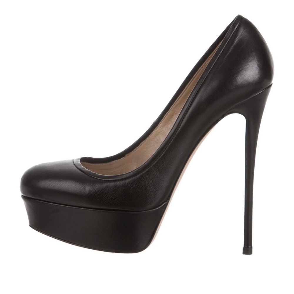 Valentino Black Leather Platform Pumps - 36